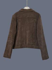 French Style Gentle Women's Slimming Fitted Top, Minimalist Versatile Commuter Layering All-Match Long Sleeve Jacket Coat - Brown - View 10