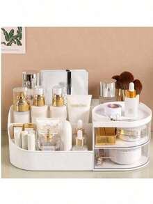 Multi-Color Multi-Function Makeup Storage Box With Drawer, Desktop Skincare And Lipstick Organizer Rack, Countertop Beauty Storage Shelf - Multicolor - View 6
