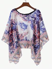 1 pieza Chal corto de seda sintética con estampado retro elegante de paisaje para mujer, versátil para viajes y protección solar casual en primavera/verano - Multicolor - Ver 2