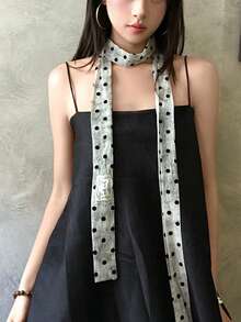 1pc Polka Dot Lace Elegant Long Silk Scarf, Women's Neck Protector & Decorative Small Scarf, Multi-Functional Hair Tie & Ribbon Accessory - Multicolor - View 11