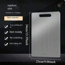Premium Titanium Steel Double-Sided Cutting Board, Durable Stainless Steel Material, Suitable For Kitchen And Catering. Easy To Clean, Ergonomic Handle And Rounded Corner Design. Sturdy Body Supports Dishwasher Use, Suitable For Fruit, Vegetable And Meat Preparation. - Grey - View 4