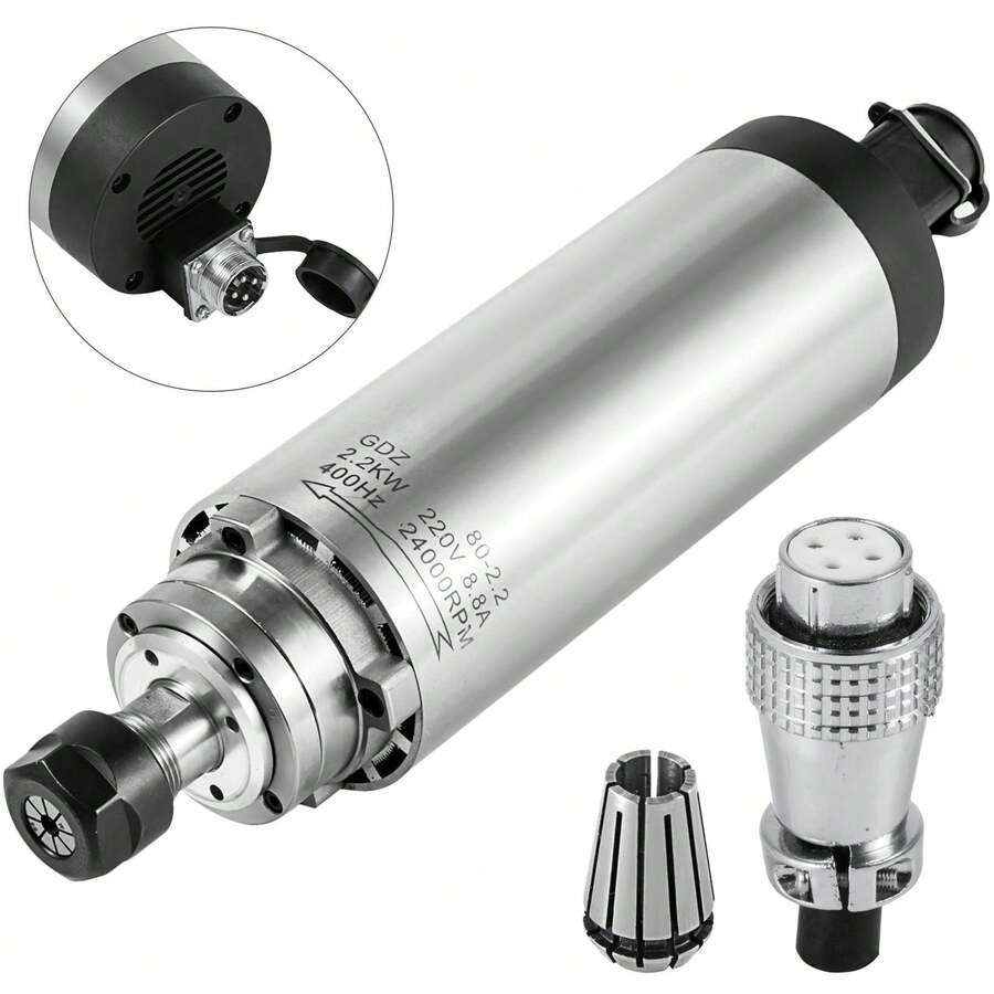 Air Cooled Spindle Motor ER20 CNC Spindle Milling Motor 2.2KW Spindle Motor 24000 RPM 400 Hz For CNC Router Engraving Milling Grind Machine 220V - 2.2KW 24000 RPM - View 1