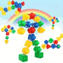 Nut And Bolt Set, Children's Fine Motor Skills Training Educational Toy, Shape And Color Matching Toy, Children's Building Game, Building Block Combination, Colorful Screw And Nut Combination Toy, Used To Develop Children's Hands-On Ability And Thinking Ability. Color And Style Random - Multicolor - View 4