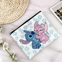 迪士尼 Lilo & Stitch 帆布收納袋，異國熱帶扶桑花圖案，方便攜帶的日常化妝與盥洗用品包 - 10x8.1英寸 - 查看 3