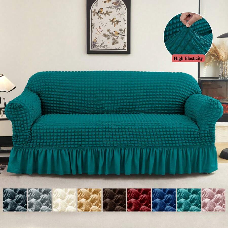 XM-Mirelitho 1 Piece Sofa Cover Elastic Living Room Sofa Cover Pet Anti-Dirty Universal Sofa Protector Home Decoration Sofa Cushion Cover - Xanh rừng-2 - Xem 1