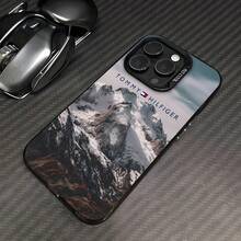 Tema de montaña nevada azul de  Hilfigerfunda de teléfono Fundas compatibles con ,Apple,VIVO,OPPO,,, y Honor.Fabricadas en silicona TPU,ofrecen protección contra golpes y caídas. - Negro - Ver 3