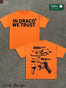A High-Quality Men's Street T-Shirt, Which We Trust In Draco, Is Printed On Both Sides Of Firearms, A Must-Have Fashion Item For Inspirational Cotton - 橘色 - 查看 1