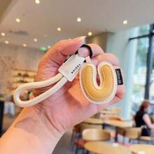 26 Letter Options Keychain - Letter Accessories Designed For English Names, Backpack Charm Accessories, Student Decoration, Portable Cute PU Leather Keychain, Suitable As Valentine's Day Gift Or Unisex Keychain Accessory - Letter - View 36