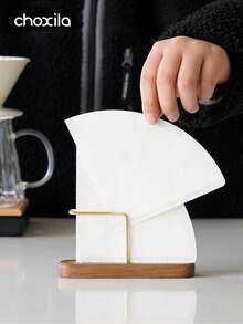 choxila 1pc Coffee Filter Holder, Coffee Filter Storage Rack, Walnut Wood Coffee Filter Stand, Pour Over Coffee Filter Holder - Filter Paper Holder - View 3