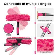 2 In 1 Telescopic Extendable Window Cleaner Equipment Glass Cleaning Squeegee - Pink - View 3