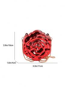 Mini Floral Acrylic Frame Red Evening Bag For Women, New Style Versatile Chain Shoulder Crossbody Bag - Red - View 2