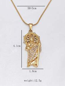 1pc Minimalist Elegant Full Rhinestone Goddess Pendant Necklace, 18K Gold Plated, Versatile For Daily Commute, Niche Exquisite High-End Women's Necklace - Yellow Gold - View 6