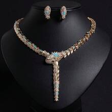 3pcs/1set Nigerian Women Dubai Gold Snake Style Jewelry Set Includes Bridal Necklace, Earrings, Clothing And Jewelry, Ideal Gift For Wedding Dresses - Snake - View 4