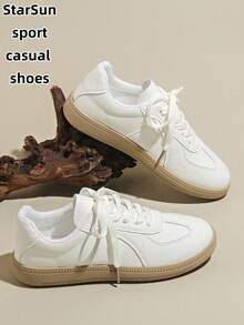 Zapatillas deportivas casuales de mujer para primavera/otoño, de puntera redonda y suela baja, fáciles de limpiar, cómodas y versátiles, de color blanco, con bloques de color, estilo retro vulcanizado, adecuadas para todas las estaciones - oro púrpura - Ver 2