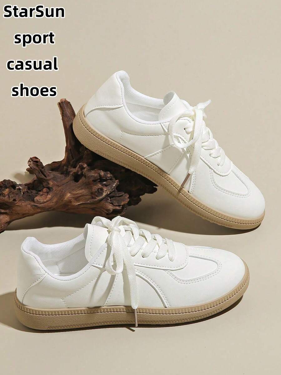 Zapatillas deportivas casuales de mujer para primavera/otoño, de puntera redonda y suela baja, fáciles de limpiar, cómodas y versátiles, de color blanco, con bloques de color, estilo retro vulcanizado, adecuadas para todas las estaciones