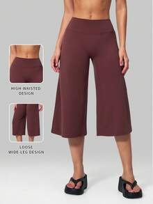 MFVIM 女款高級運動緊身快乾高腰中長版短褲瑜珈套裝，百搭柔軟輕盈親膚，透氣不悶熱，提臀收腹防透不透膚緊身褲，適用於日常居家、通勤、戶外慢跑、騎單車、網球場、羽球場、瑜珈健身及各種場合，透氣舒適高彈性親膚柔軟面料，皮拉提斯與健身房必備女款健身服 - 酒紅色 - 查看 4