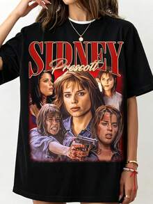 Sidney Vintage Prescott Bootleg Poster Crew-Neck Printed Men's Fashion Short-Sleeved Sports T-Shirt - Black - View 1