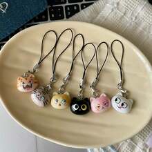 6pcs Cute Cat Resin Pendants, Suitable For Phone Strap Phone Camera Decoration, Cute Phone Charms, Soft And Cute Phone Pendants, Perfect Gift For Girlfriend And Couples - Multicolor - View 9
