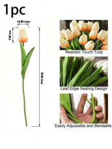 10pcs Real Touch Artificial Tulip Flowers, Faux Tulips For Decoration, Room Decor, Home Decor, Wedding Decor, Bouquet - Light Orange - View 9