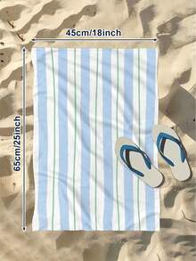 1 pièce, style d'été, imprimé rayé bleu clair et blanc, serviette de plage, grande serviette de plage, serviette de bain de plage rayée douce et absorbante, parfaite pour les voyages, les vacances, les serviettes de sports variés, les serviettes de bain de salle de bain, l'utilisation à la piscine et au camping, accessoire de voyage essentiel, matériau hautement absorbant - Multicolore - Voir 13