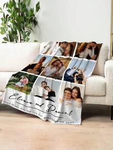 1pc Customized Photo Blanket, Customized Flannel Blanket, Can Print Photos And Text, Bedding Blanket, Customized Bed Blanket, Customized Image Blanket, Personalized Family Photo Blanket, Customized Image Blanket, Personalized Family Photo Blanket, Personalized Throw Blanket, Blanket For Best Friend, Comfortable Blanket, Family Gift, Wedding Gift, Christmas Gift, Birthday Gift, Gift For Friend, Gift For Her, Gift For Pet - Style 8 - View 2