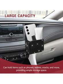 Car Vent Storage Organizer, Auto Vent Leather Pocket, Universal Car Accessories Bling Automotive Pouch Box With Hook Key, Coin (Black) - A-White - View 3