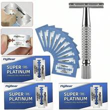 Men'S Double-Edged Razor,Aluminum Alloy Handle Manual Old-Style Razor Men'S Double-Edged Razor, Suitable For 10 Occasions Perfect For Men'S Grooming, Essential Tool For Daily Shaving - Multicolor - View 2