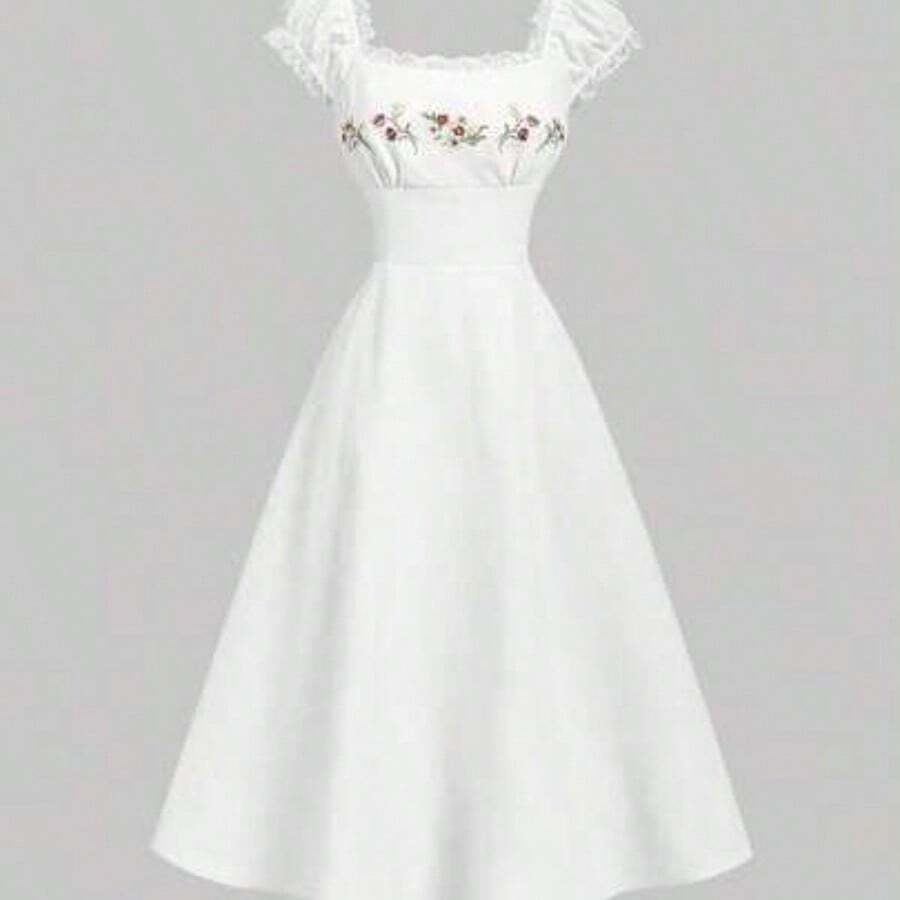Women Midi Dresses - Putih - View 1
