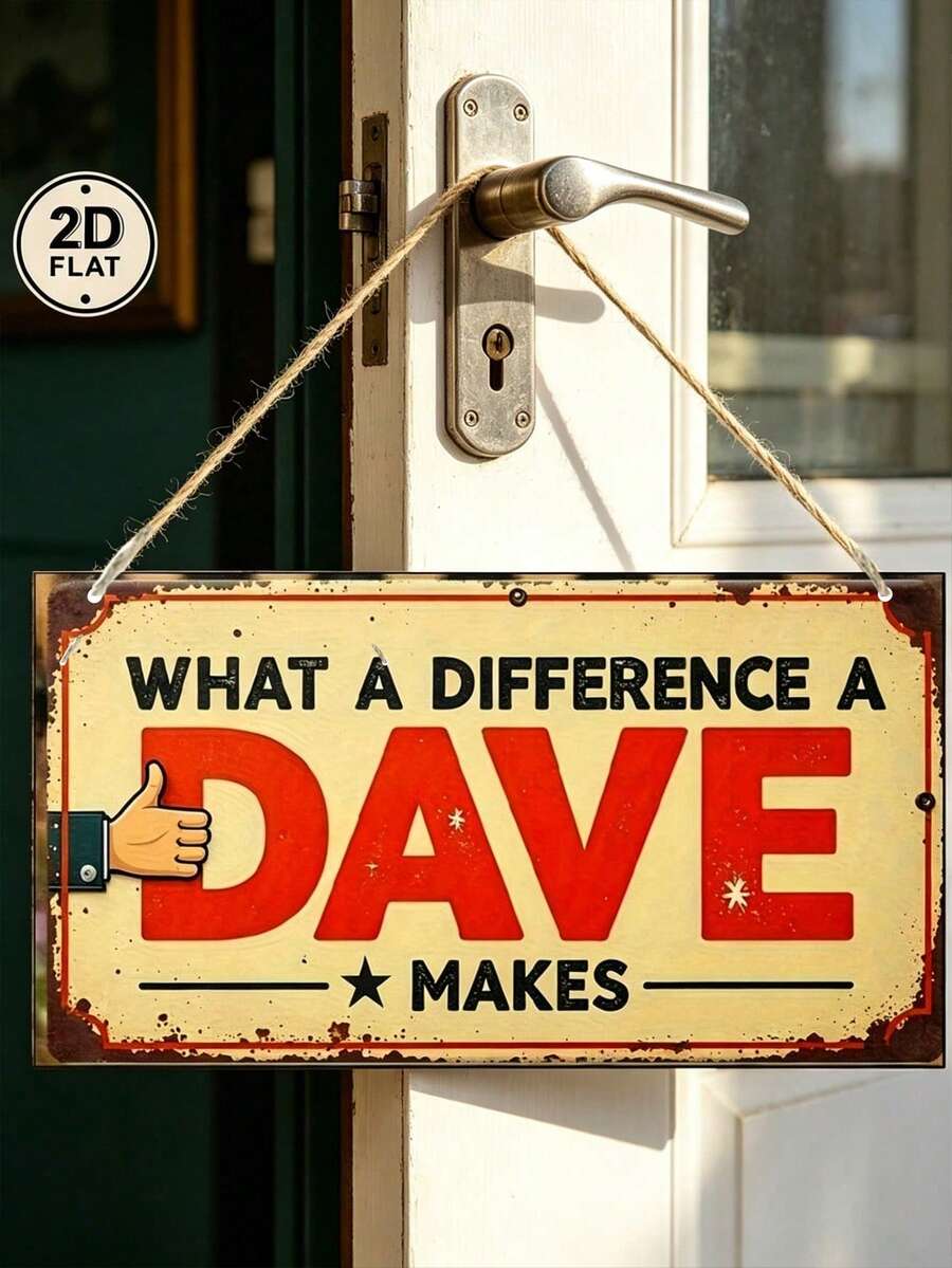 لافتة خشبية مسطحة الأبعاد بتصميم عتيق "Dave's Difference" متينة - ديكور جداري أحمر وأبيض بطراز المزرعة مع اقتباس فكاهي، هدية مثالية، تصميم مسطح ثنائي الأبعاد، ديكور المكتب | ديكور ممتع | لافتة خشبية، ديكور فن جداري، تأتي مع حبل جوت، سهلة التعليق - متعدد الألوان - مشاهدة 1