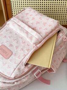 Men's Pink Minimalist Fresh Cute Backpack, Premium Feel, Large Capacity, School Bag For Middle School, High School And College Students - Pink - View 6