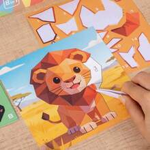Geometric Cute 3D Collage Art Children 8-In-1 Theme Sticker Puzzle Ocean/Dinosaur/Traffic/Animal/Fruit/Fairy Tale Multi-Theme Educational Enlightenment Handmade Toy Boys Girls Tabletop Game - 彩色 - 查看 5