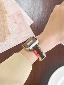 手工編織錶帶，相容於 Series 1-10 及 SE/Ultra，適用 38mm-49mm，透氣舒適，時尚獨特設計 - 褐色 - 查看 3