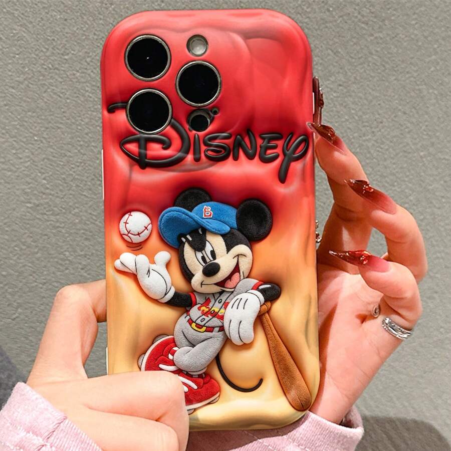 Disney Mickey Mouse Official Phone Case, Featuring Mickey In A Baseball Outfit Against A Red-To-Orange Gradient Background With The Disney Logo Above. The Design Showcases Mickey Playing Baseball In Vivid Detail With Plush Textures. Crafted For Precise Fit And Durable Protection, This Case Is Compatible With IPhone 17, 16, 15, 14, 13, 12, 11 Pro Models, Making It A Timeless Choice For Mickey Fans And Disney Lovers, Ideal For Birthdays, Holidays, Or Any Special Occasion To Surprise Family And Friends. - 白色 - 查看 1