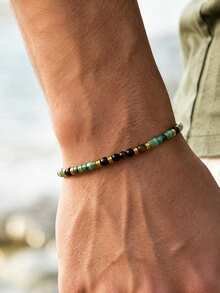 YAUKIA Bohemian Triple Protection Bracelet , African Turquoise , Tiger Eye & Obsidian Beaded Bracelet ,Brings Abundance , Stackable Adjustable Jewelry Gift - Multicolor - View 9