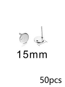 50 piezas de postes de aretes redondos planos perforados, bases de aretes de acero inoxidable 304 chapadas en oro de 18K, suministros para hacer aretes colgantes DIY hechos a mano - pendientes - Ver 8
