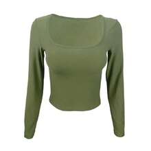 Camiseta de manga larga, Tops ajustados, ropa Sexy para mujer, camiseta ajustada con cuello de corte cuadrado, ropa de calle, otoño 2025, nuevo 2523 - BLANCO - Ver 4