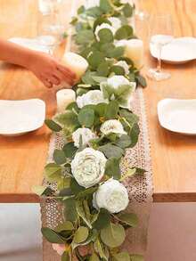 1pc/2pcs 1.8m Silk Fabric Large Peony Vine - White - View 4