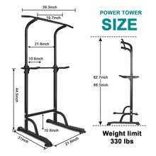 Power Tower Workout Dip Station Pull Up Bar, Height Adjustable Multi-Function Dip Stand For Home Gym Strength Training Fitness Equipment - Default - View 9