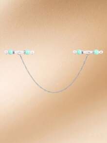 CIZME 1pair Fake Nipple Rings Non Piercing Nipple Nipple Chains,Fake Nipple Jewelry Adjustable Body Chains Non Pierced Body Jewelry For Women - Single Chain/40cm - View 6