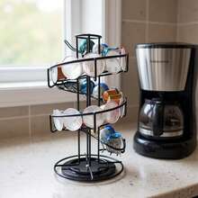 Coffee Pod Carousel Holder – 30-Cup Coffee Pod Storage Stand, Countertop Organizer For Kitchen & Home Office - Black - View 5