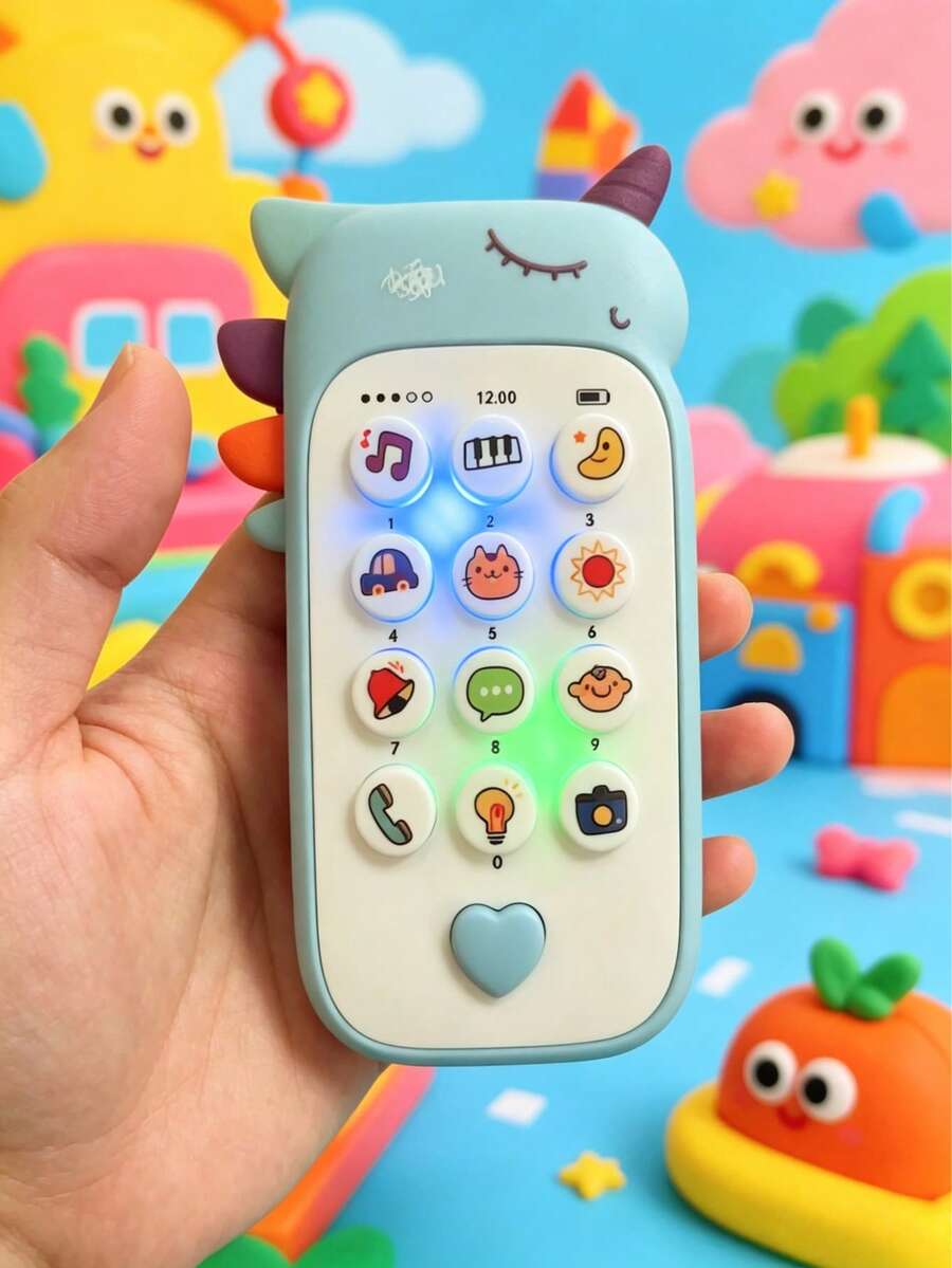 Battery Operated (Battery Not Included) Colorful Light-Up Button Music Learning Portable Pony Theme Toy Phone, Creative Design Durable Plastic Fun Gift For Kids - Multicolor - View 1