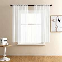 2pcs/Set - Translucent Sheer Curtains, Lightweight And Soft, Excellent Drape, Rod Pocket Design, Easy Installation, Suitable For Living Room, Bedroom, Conference Room - White - View 17