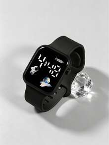 4/1pc Fashion Minimalist Cute Square Digital Display Electronic Sports Watch With Wallet, Pen, Keychain Business Combination Set, Suitable For Wearing At Gatherings, Parties, Office To Tell Time, Also Perfect As The Best Gift Choice For Back To School Season, Birthdays, Easter, School Start Season - Multicolor - View 4