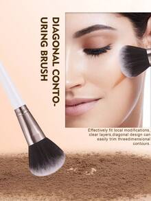 6/9/43pcs White Makeup Brush Set, Includes Makeup Sponges, Triangle & Round Powder Puffs, Cleaning Bowl & Mini Sponges, All-In-One Makeup Tool Set, Suitable For Beginners - Multicolor - View 3