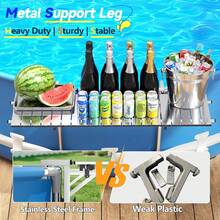 Above Ground Pool Bar Heavy Duty Matte Black Poolside Table Swim Up Drink Holder Floating Snack Tray Floating Bar For Round Oval Frame Pools - Silver Mirror Finish - View 3