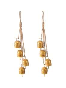 2 Pcs Gold Vintage Bells With Hanging Rope, Decorative Metal Cow Bells For Weddings, Parties, And Christmas DIY Wreaths, Home Decor - Bell - View 7