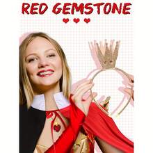 5pcs Queen Style Costume Accessory Set, Includes 1 Shiny Crown, 1 Heart Crown Necklace, Heart Earrings, Queen Wand And Poker Leggings, 1920s Ball Costume Props, Suitable For Cosplay And Costume Party, Applicable For Carnival, Stage Performance, Photography, Valentine's Day Gift, Christmas Gift, Etc. - Multicolor - View 5