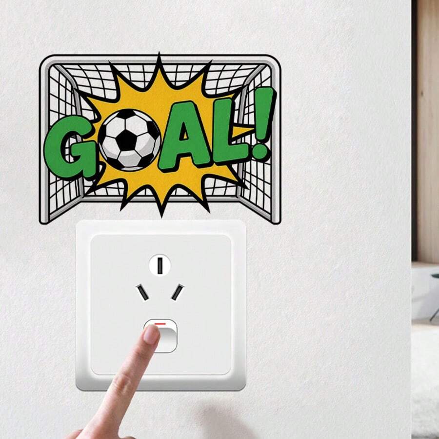1pc World Cup Soccer Ball Door Light Switch Stickers, Removable Self-Adhesive Waterproof PVC Wall Stickers, Suitable For Boys' Bedroom, Gym Room, And Home Decoration. - Wall Stickers - View 1