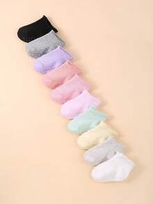 10 Pairs Random Infant Ankle Socks, Suitable For Baby, Non-Slip Design, Baby Socks, Newborn Socks, Toddler Socks, Infant Socks, Party Favors For Kids - Multicolor - View 4