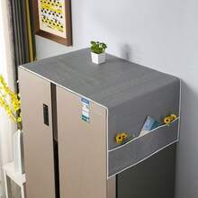 Funda antipolvo impermeable de PEVA para refrigerador con bolsillos de almacenamiento laterales, protector de parte superior de nevera, organizador de cocina - Ver 16